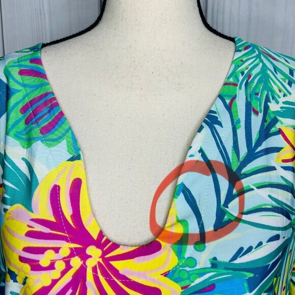 Beach Break Shift Dress Women’s Size Large Bright Colorful 3/4 Sleeve Stretch - Picture 12 of 12